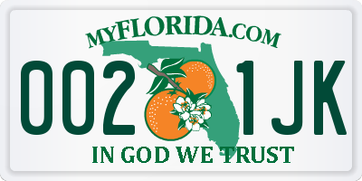 FL license plate 0021JK