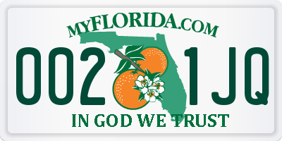 FL license plate 0021JQ