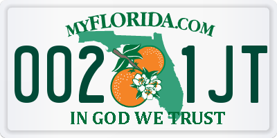 FL license plate 0021JT