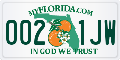 FL license plate 0021JW