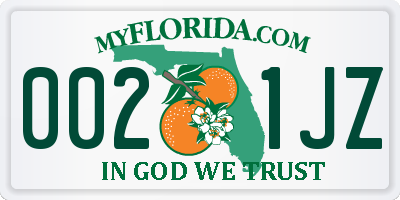 FL license plate 0021JZ