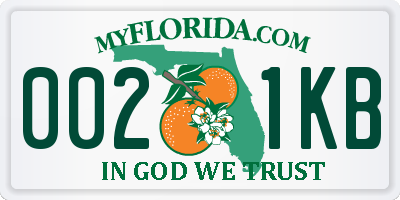 FL license plate 0021KB