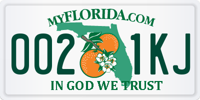 FL license plate 0021KJ