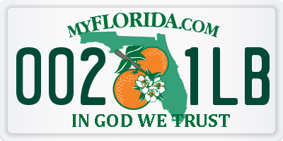 FL license plate 0021LB