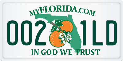 FL license plate 0021LD