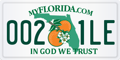FL license plate 0021LE