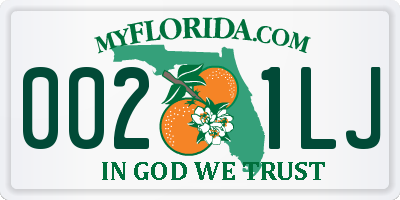 FL license plate 0021LJ