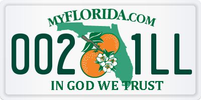 FL license plate 0021LL