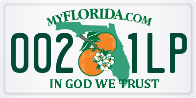 FL license plate 0021LP