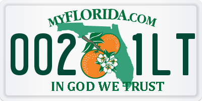 FL license plate 0021LT