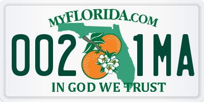 FL license plate 0021MA
