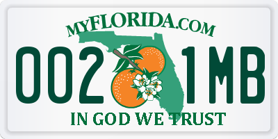 FL license plate 0021MB