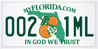 FL license plate 0021ML