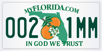 FL license plate 0021MM