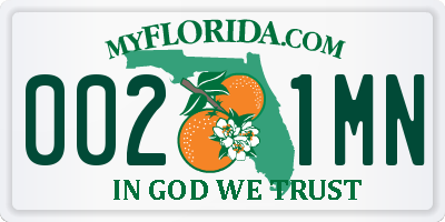 FL license plate 0021MN