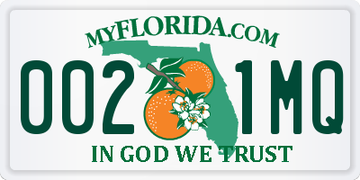 FL license plate 0021MQ