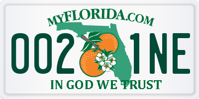 FL license plate 0021NE