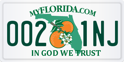 FL license plate 0021NJ