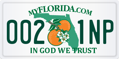 FL license plate 0021NP