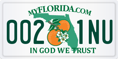 FL license plate 0021NU