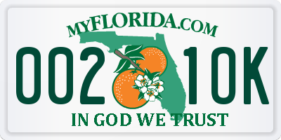 FL license plate 0021OK