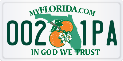 FL license plate 0021PA