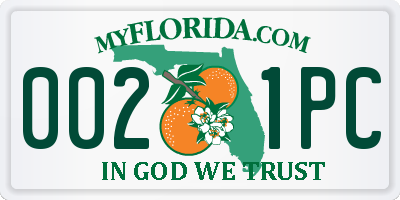 FL license plate 0021PC