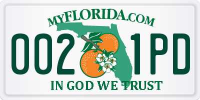 FL license plate 0021PD