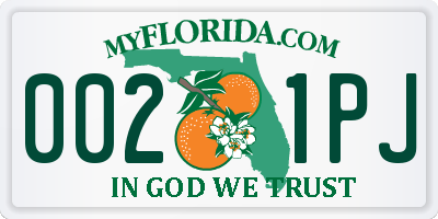 FL license plate 0021PJ
