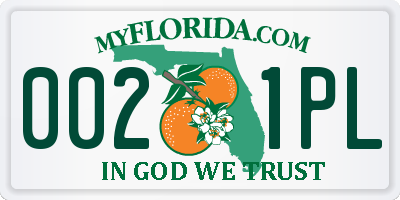 FL license plate 0021PL