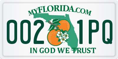 FL license plate 0021PQ