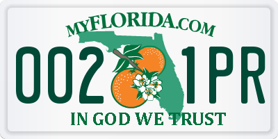 FL license plate 0021PR