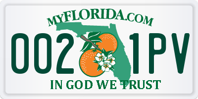 FL license plate 0021PV