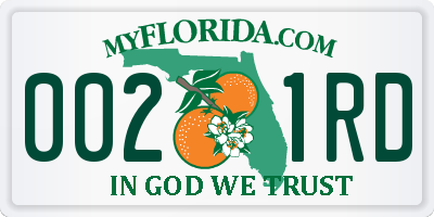 FL license plate 0021RD