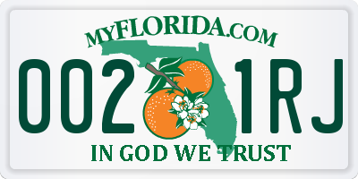 FL license plate 0021RJ