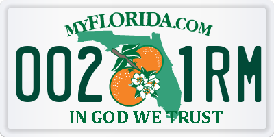 FL license plate 0021RM