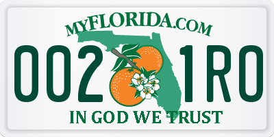 FL license plate 0021RO