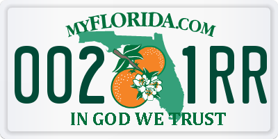 FL license plate 0021RR