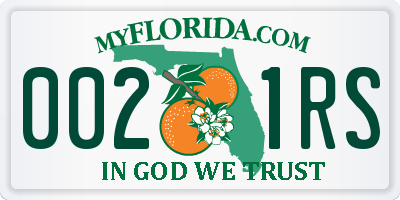 FL license plate 0021RS