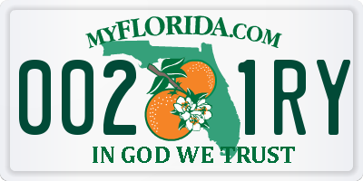 FL license plate 0021RY