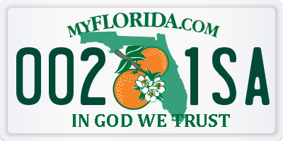 FL license plate 0021SA