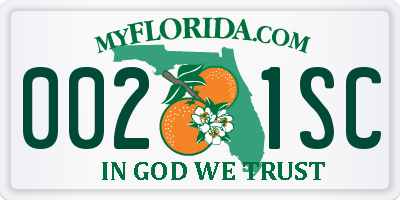 FL license plate 0021SC