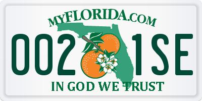 FL license plate 0021SE