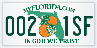 FL license plate 0021SF