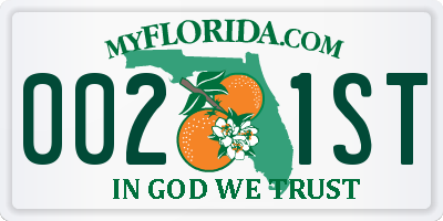 FL license plate 0021ST