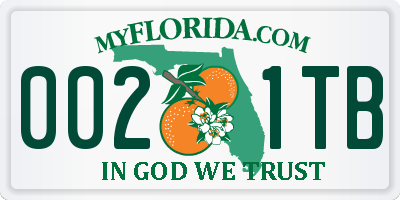 FL license plate 0021TB