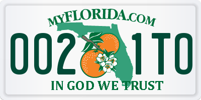 FL license plate 0021TO