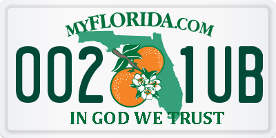 FL license plate 0021UB