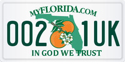 FL license plate 0021UK