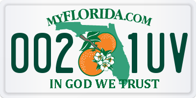 FL license plate 0021UV